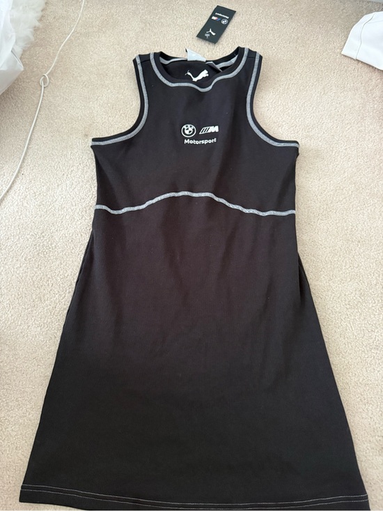 Puma Dresses & Skirts - Puma Black Ribbed Motorsport Tank Mini Dress with Gray Trim